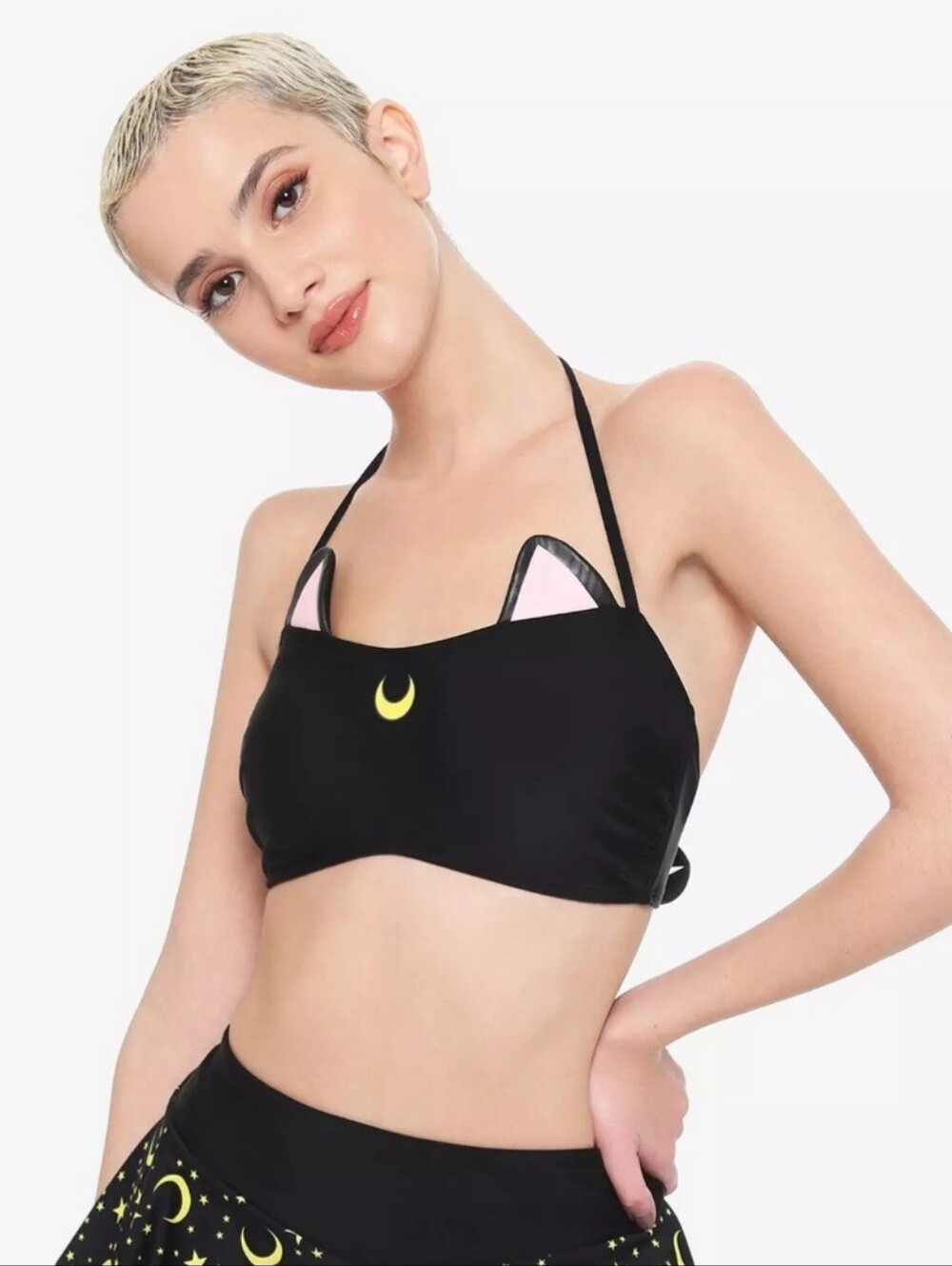 Sailor Moon Black Luna Halter Swim Top